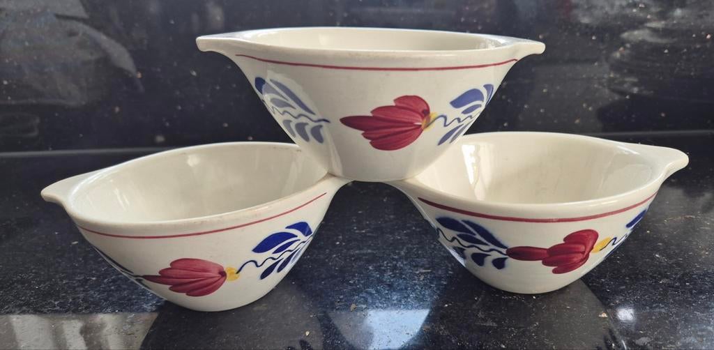 3 Boerenbont soepkommen, Ophalen of Verzenden, Zo goed als nieuw, Kom(men), Aardewerk