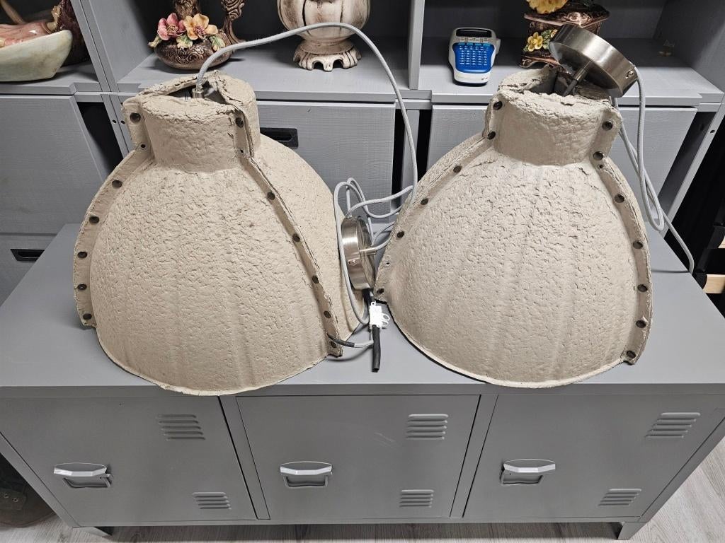 2 Industriële hanglampen voor €20,-, Ophalen, Gebruikt, Nvt, Minder dan 50 cm
