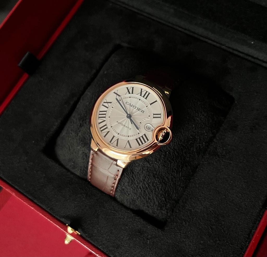 Cartier Ballon Bleu 40mm roségoud Nieuw, Polshorloge, Overige materialen, Nieuw, Goud