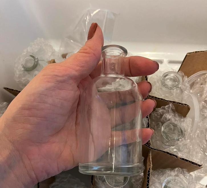 Set van 20 glazen flesjes met kurk - nieuw, Antiek en Kunst, Antiek | Vazen, Ophalen