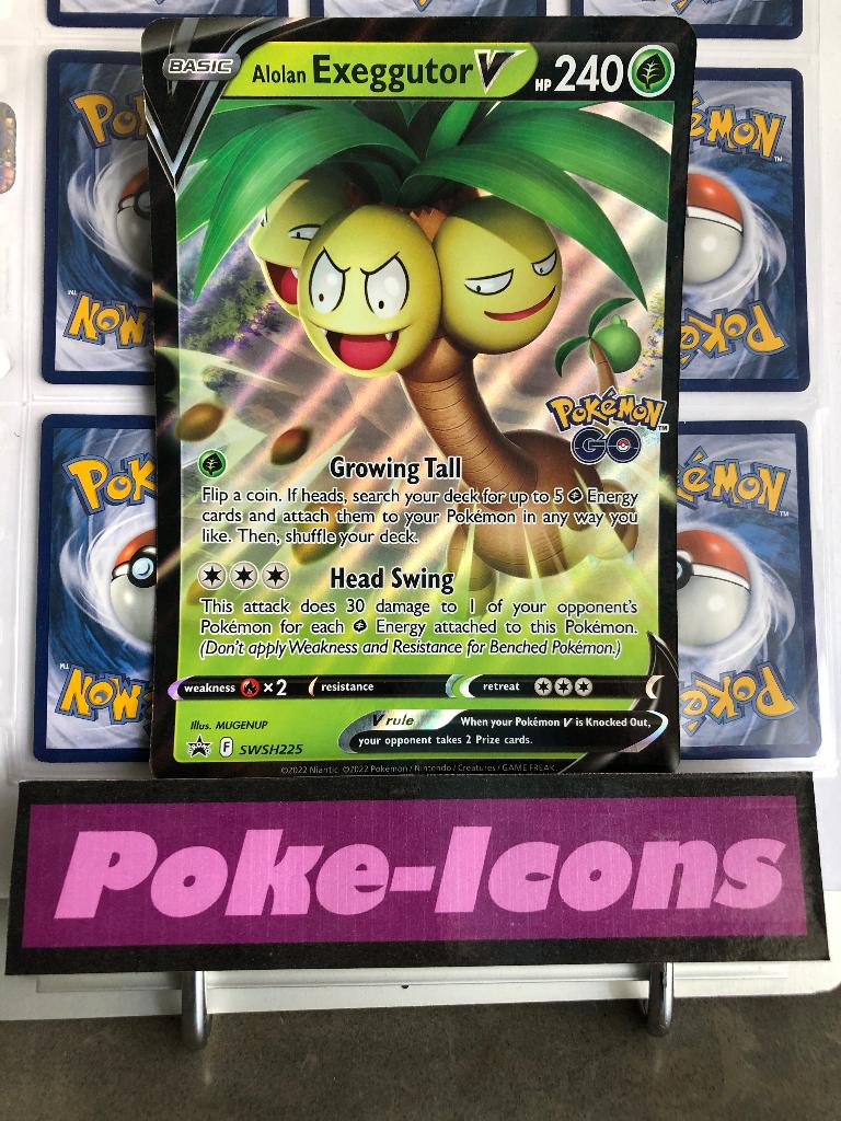 2022 SW&SH Pokemon Go  Jumbo Card Alolan Exeggutor V, Ophalen of Verzenden, Zo goed als nieuw, Losse kaart, Foil