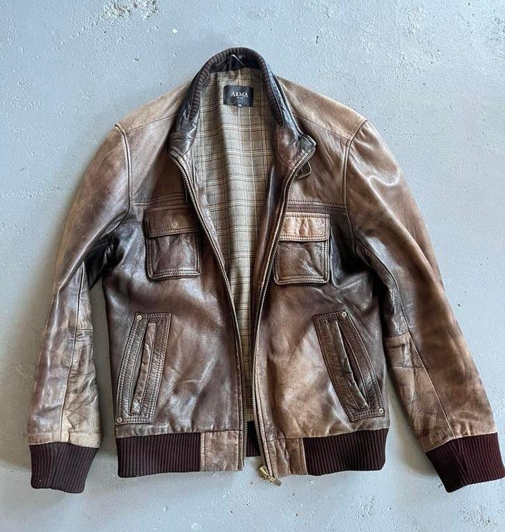 Arma mt 50 echt leren pilotenjas heren men's bomber jacket, Ophalen of Verzenden, Zo goed als nieuw, Maat 48/50 (M), Bruin