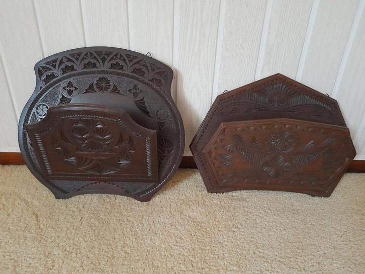 Antieke handbewerkte kranten houders, Antiek en Kunst, Antiek | Woonaccessoires, Ophalen