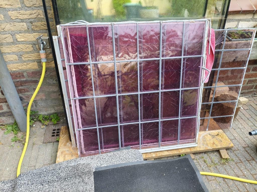 5 x glas en lood ramen, Ophalen, Gevelraam of Ruit, Gebruikt, Minder dan 80 cm