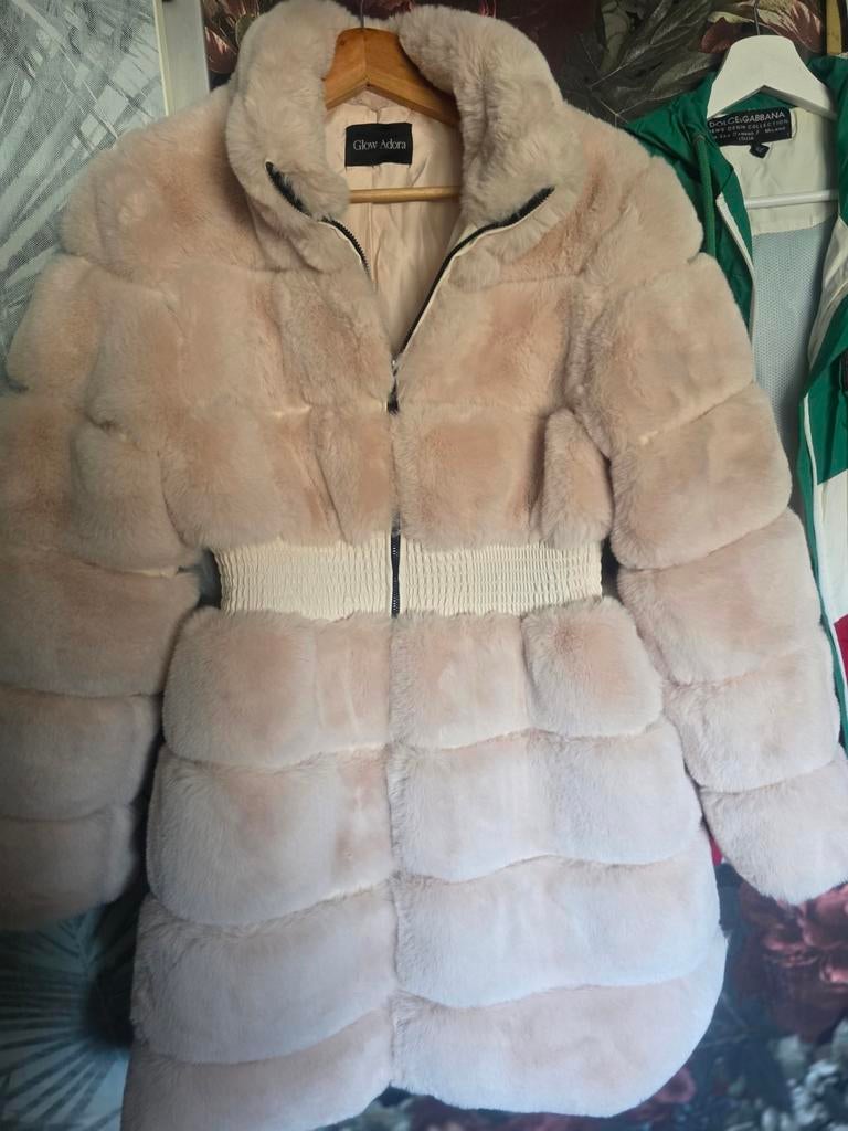 Nieuwe Bont Leren Damesjas Maat S/M, Beige, Nieuw, Ophalen of Verzenden, Maat 36 (S)