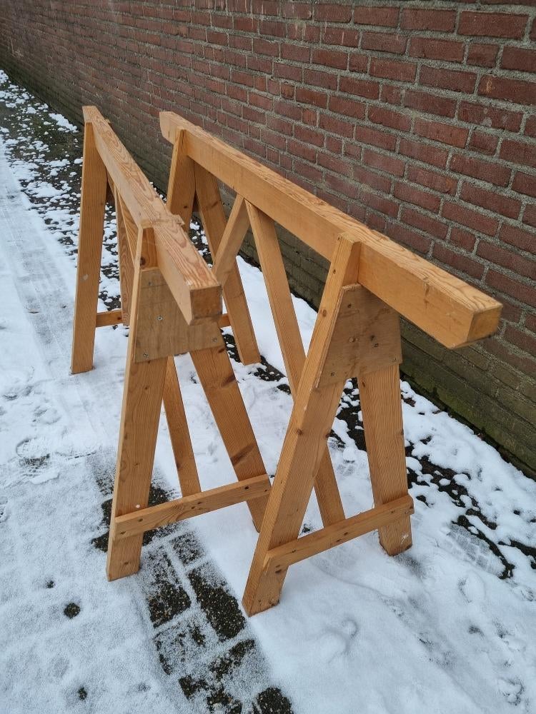 bokken / schragen groot hout stevig, Ophalen of Verzenden, 'T Olde Gre-j, Info@toldegrej.nl, Endepoelstraat 20f Didam