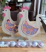 Houten kippen nieuw en koker met eieren nieuw, Ophalen of Verzenden, Nieuw