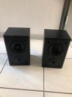 Twee zwarte luidsprekers met muurbeugels, Overige merken, Gebruikt, Ophalen of Verzenden, Minder dan 60 watt