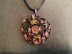 Kettinghanger Cloisonne.Appelvorm met Floraal motief., Ophalen of Verzenden, Zo goed als nieuw, Zilver, Overige materialen