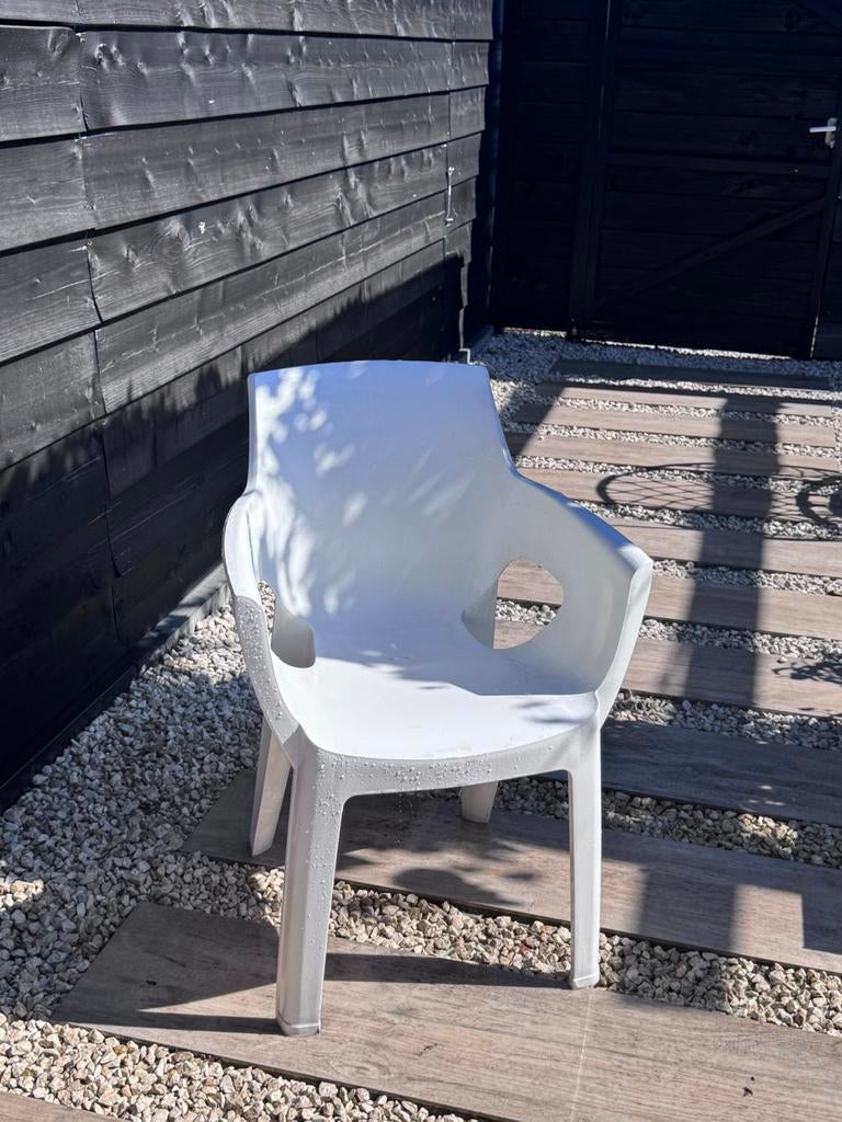 Witte Tuinstoel Hartman, Ophalen, Gebruikt, Kunststof, Stapelbaar