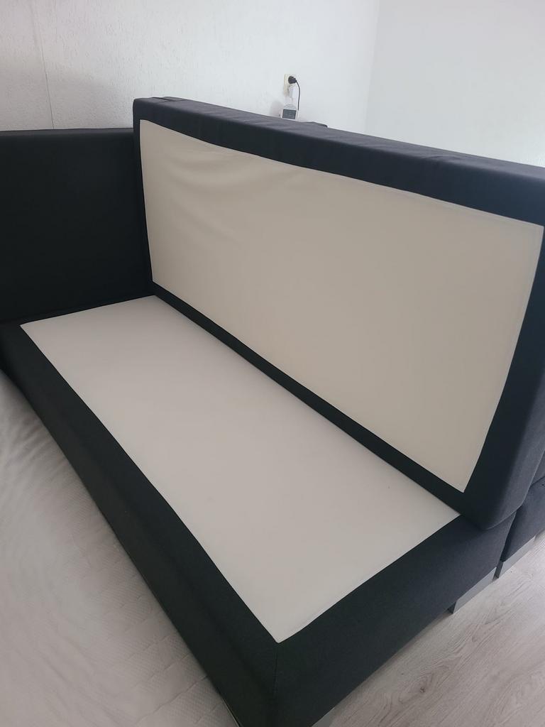 Comfortabel tweepersoons boxspringbed met hoofdbord, Ophalen, Zwart, Tweepersoons, Zo goed als nieuw