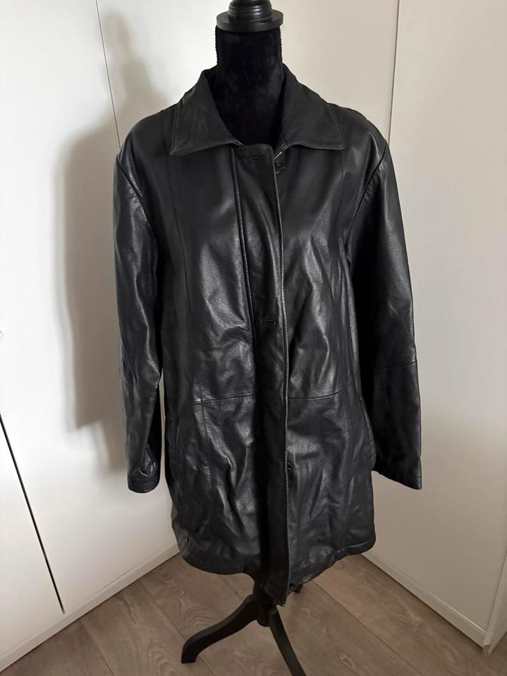 Donna D Leren Jas met Knoopjes en Rits - Maat 44, Kleding | Dames, Jassen | Zomer, Gedragen, Maat 42/44 (L), Zwart, Ophalen of Verzenden