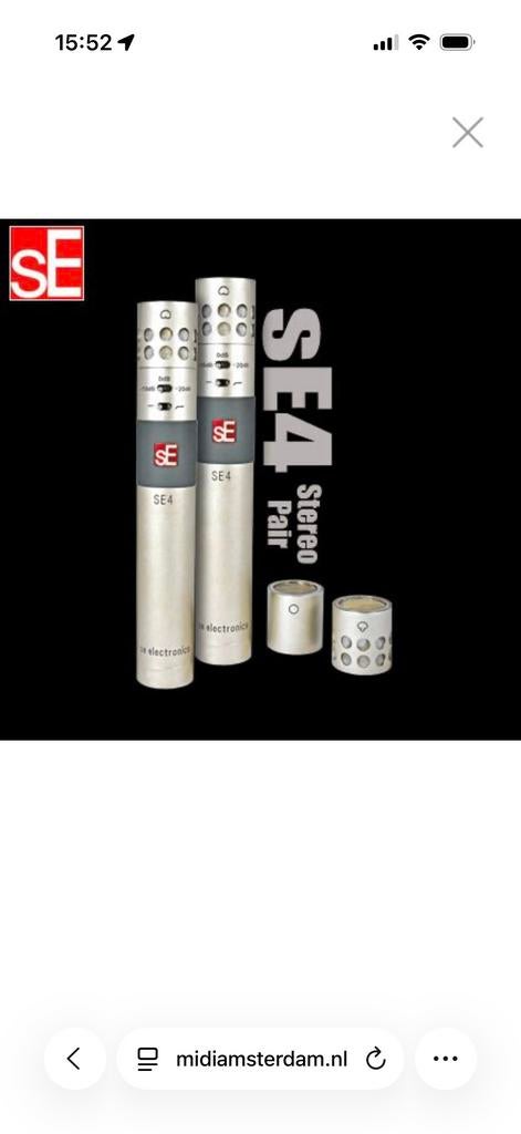 SE Electronics SE4 Stereo Pair microfoons en, Ophalen of Verzenden, Zo goed als nieuw, Studiomicrofoon