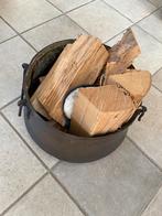 Koperen haardbak met hout - 40cm, Ophalen, Gebruikt, Vrijstaande haard, Houthaard