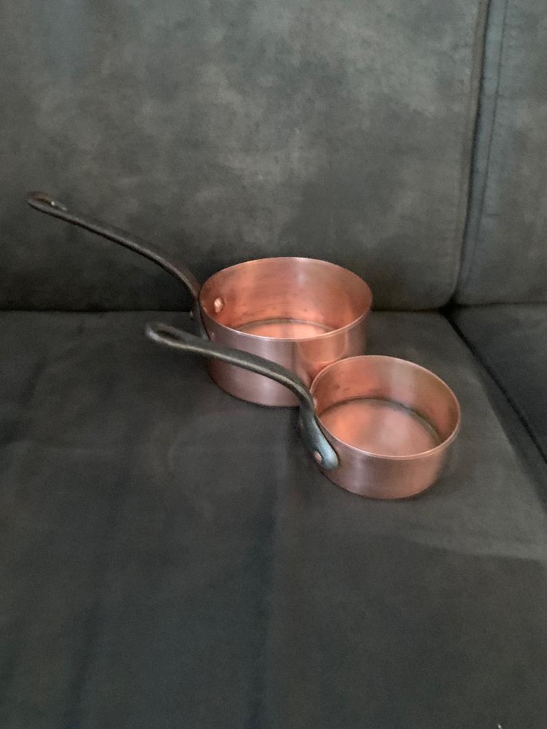 koperen pannen, Huis en Inrichting, Keuken | Potten en Pannen, Ophalen, Zo goed als nieuw, Overige materialen, Pannenset