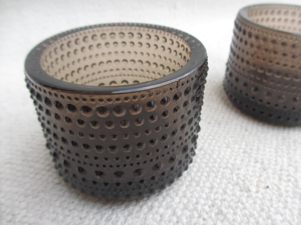 Iittala Kastelhelmi (2x) en Nappi (3x) waxinelichthouders, Overige materialen, Bruin, Ophalen of Verzenden, Zo goed als nieuw