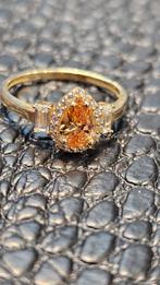 14karaat gouden ring met Citrine en zirkonia steen, Nieuw, Ophalen of Verzenden, Dame, Goud
