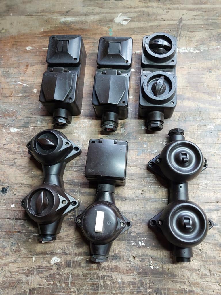 Oude dubbel schakelmateriaal, Antiek en Kunst, Ophalen of Verzenden