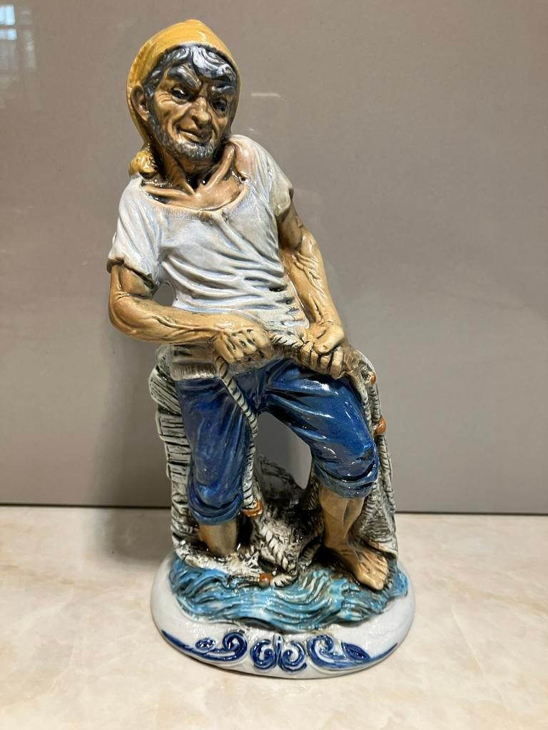 Vintage Porseleinen Capodimonte Visser jaren ‘80, Antiek en Kunst, Antiek | Porselein, Ophalen of Verzenden