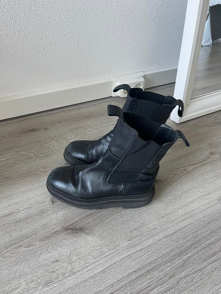 Sacha leren plateau laarzen - veel gedragen, Ophalen of Verzenden, Gedragen, Zwart, Lage of Enkellaarzen