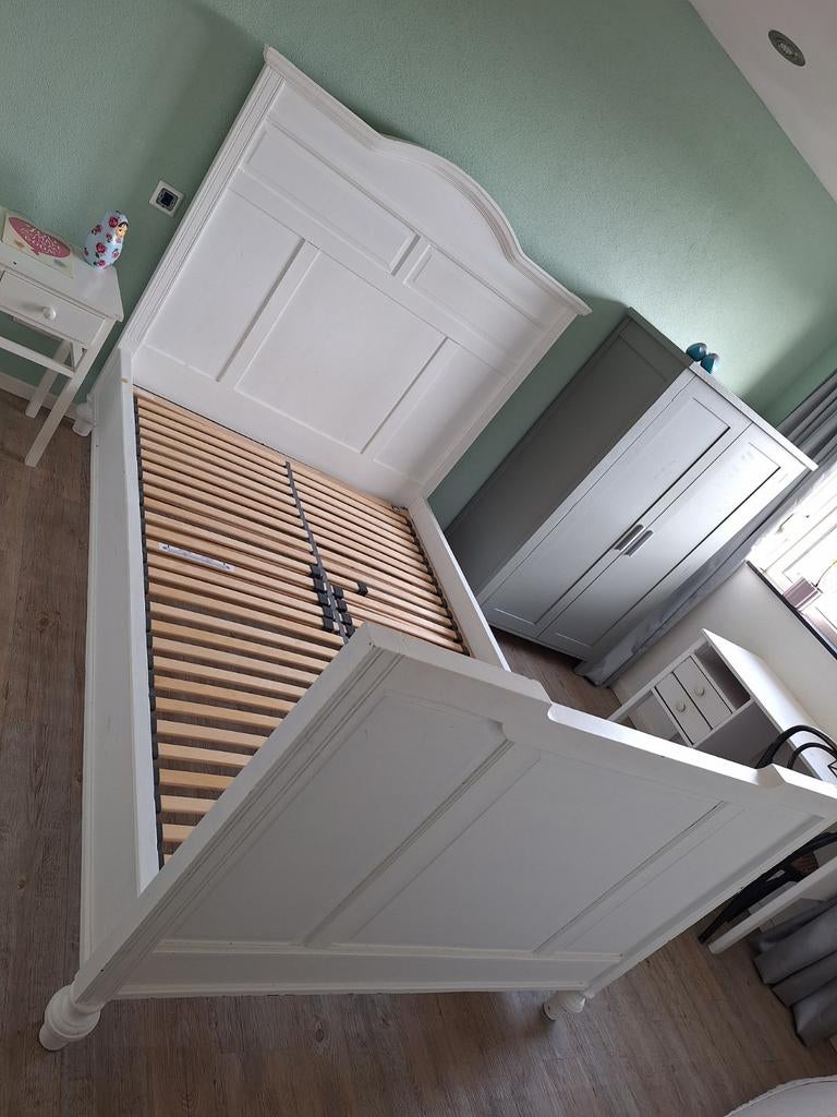 Mooi degelijk Frans antiek twijfelaar bed 130x200 cm, Huis en Inrichting, Slaapkamer | Bedden, Ophalen, Gebruikt, Twijfelaar, 120 cm