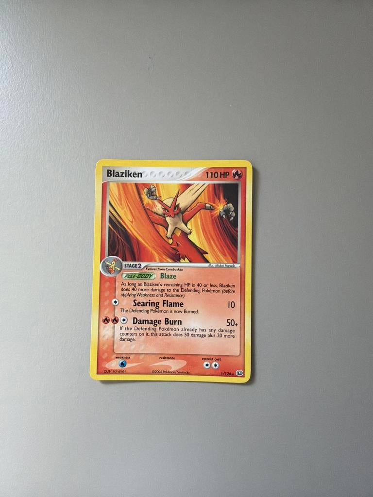 Blaziken ex emerald Pokémon kaart, Ophalen of Verzenden, Gebruikt, Losse kaart, Foil