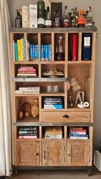 Set: boekenkast én eettafel (teakhout), Huis en Inrichting, Kasten | Boekenkasten, Ophalen, Gebruikt, Teakhout, 150 tot 200 cm