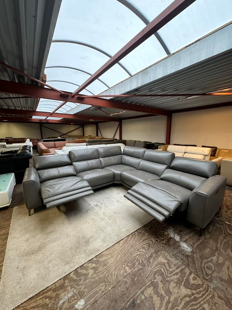 Grijze leren design relax hoekbank bank bankstel Z.G.A.N., 2871SK, 125 cm of meer, Mariansoliak8@gmail.com, Ophalen of Verzenden