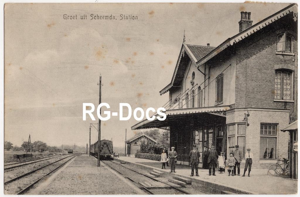 Ansichtkaart - Briefkaart Trein Station Scheemda 1923, Ophalen, 1920 tot 1940, Gelopen, Groningen