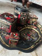 Vintage Thee Blikken en Dienblad Set, Ophalen of Verzenden