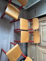 4 Vintage Schoolstoeltjes Hout & IJzer - Jaren '60, Huis en Inrichting, Stoelen, Gebruikt, Bruin, Ophalen of Verzenden, Vier