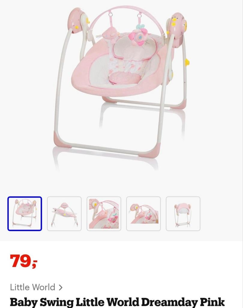 Roze Baby Schommelstoel met Muziek. Nieuwprijs ca 80 euro, Ophalen, Zo goed als nieuw, Overige typen, Met licht