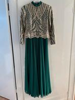 Groene avondjurk met gouden pailletten, Maat 38/40 (M), Galajurk, Ophalen of Verzenden, Zo goed als nieuw