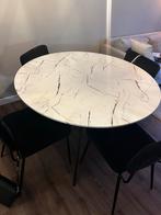 WOOOD Ronde Eettafel met 4 stoelen - 120 cm diameter, Ophalen, Gebruikt, 100 tot 150 cm, Rond