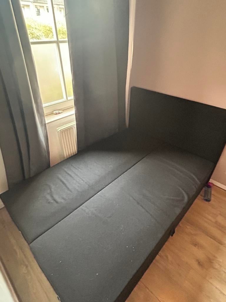 Boxspring bed 140x200 met opbergruimte, Ophalen, Gebruikt, Zwart, Tweepersoons