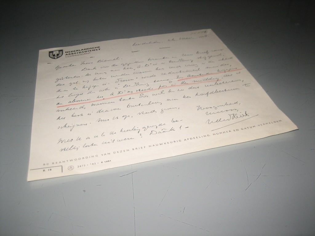 Brief 1948 briefpapier van de Nederlandsche Arbeidsdienst.", Postzegels en Munten, Brieven en Enveloppen | Nederland, Ophalen of Verzenden