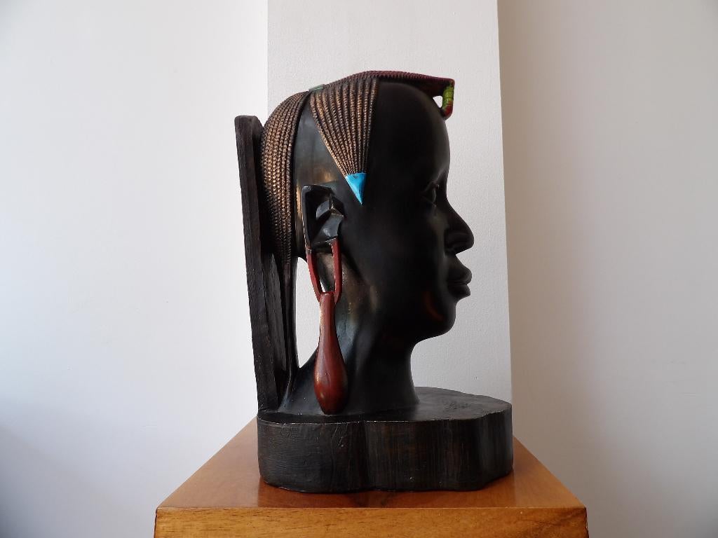 Sixties groot Beeld Afrikaanse Vrouw, hout/zwart, Houtsnijwerk, Ophalen of Verzenden, Zwart, Hout