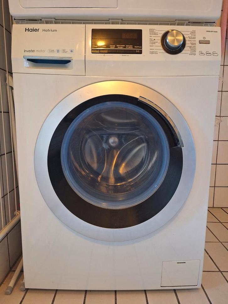 Haier Hatrium Wasmachine - 8kg, 1400 toeren, A+++, Witgoed en Apparatuur, Wasmachines, Gebruikt, Voorlader, 8 tot 10 kg, 85 tot 90 cm