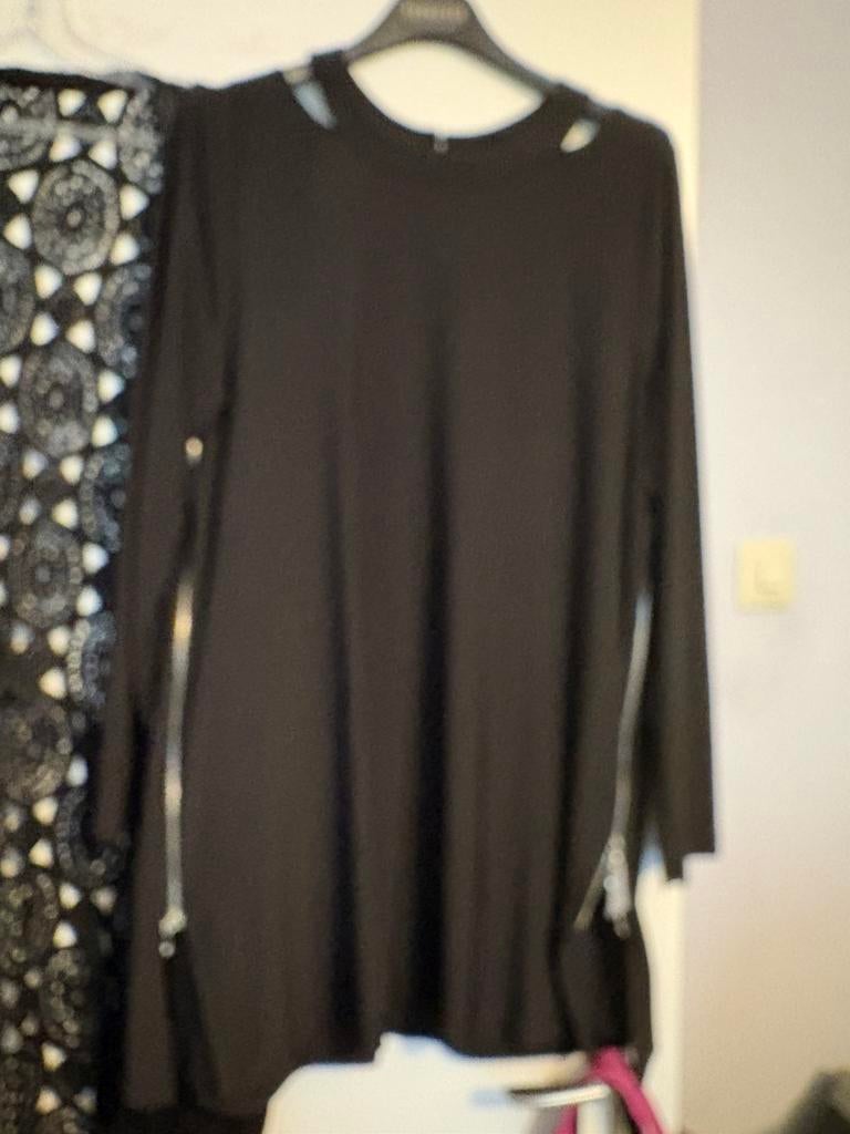 Yoek zwart tuniek “ritsen”, nieuw, maat M, Ophalen of Verzenden, Nieuw, Zwart, Blouse of Tuniek