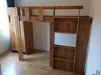 Zelfgemaakte eikenhouten hoogslaper met kast, Ophalen, Gebruikt, Hoogslaper