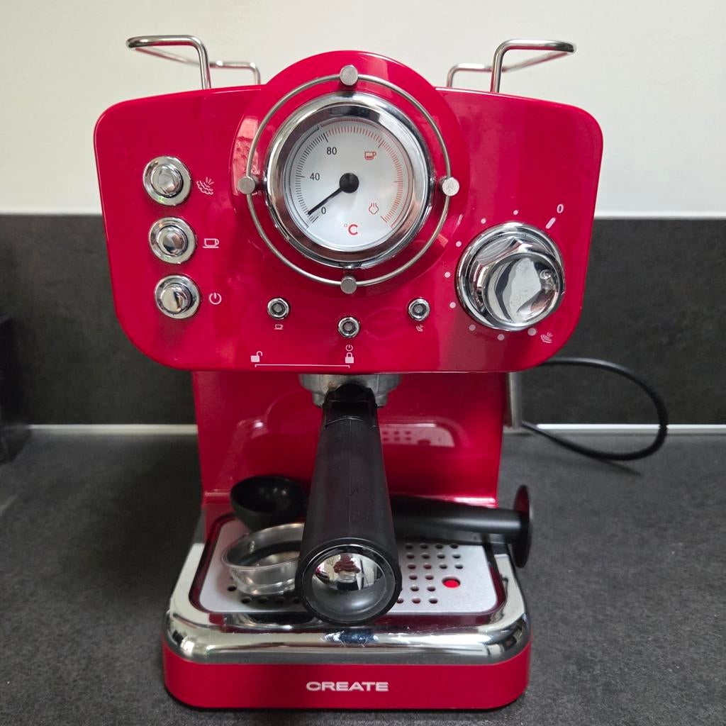 CREATE Espresso Apparaat Rood - Stijlvol & Compact, Witgoed en Apparatuur, Koffiezetapparaten, Ophalen of Verzenden, Espresso apparaat