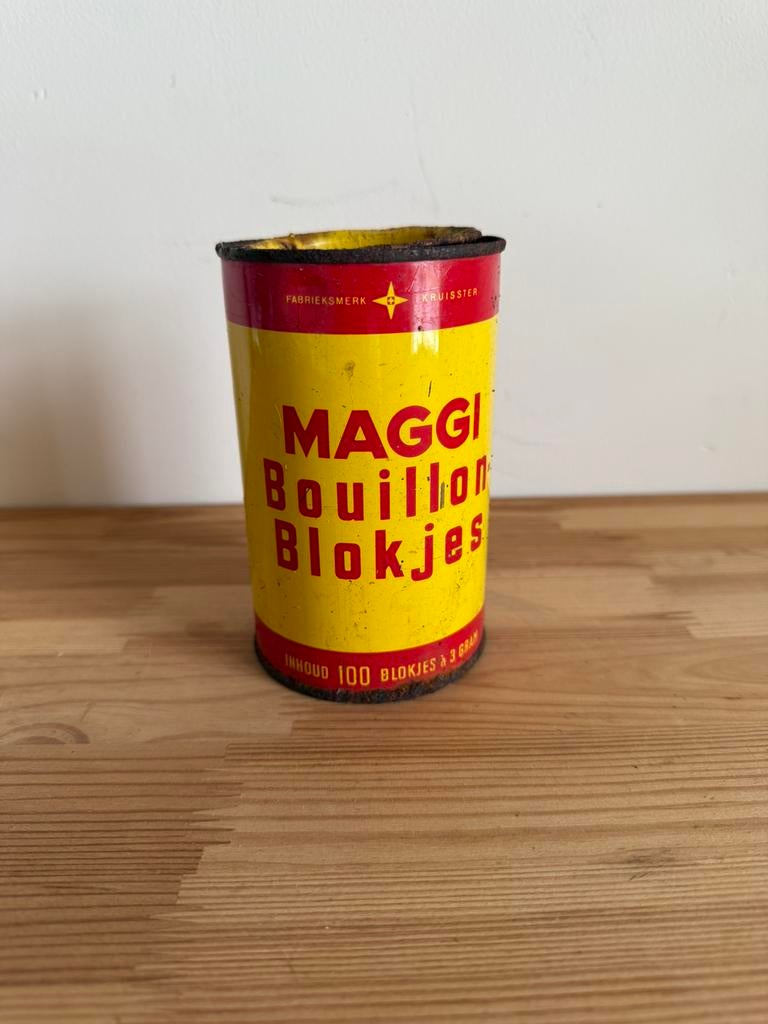 Vintage retro maggi boullion blikje, Verzamelen, Blikken, Ophalen of Verzenden, Zo goed als nieuw, Overige