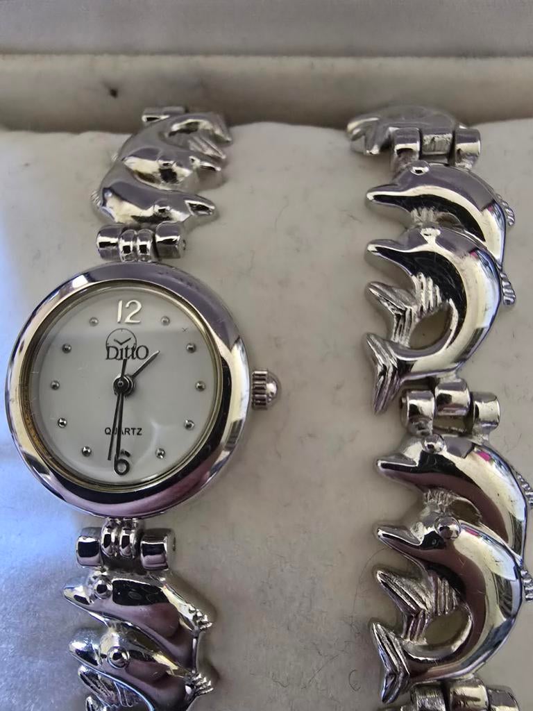 Dolfijn Horloge en Armband Set - Batterij te vervangen, Sieraden, Tassen en Uiterlijk, Overige merken, Staal, Staal, Polshorloge