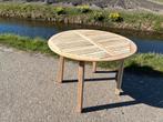 Prachtige ronde teakhouten tuintafel, 110cm, als NIEUW, Tuin en Terras, Ophalen of Verzenden, Zo goed als nieuw, Rond, Teakhout