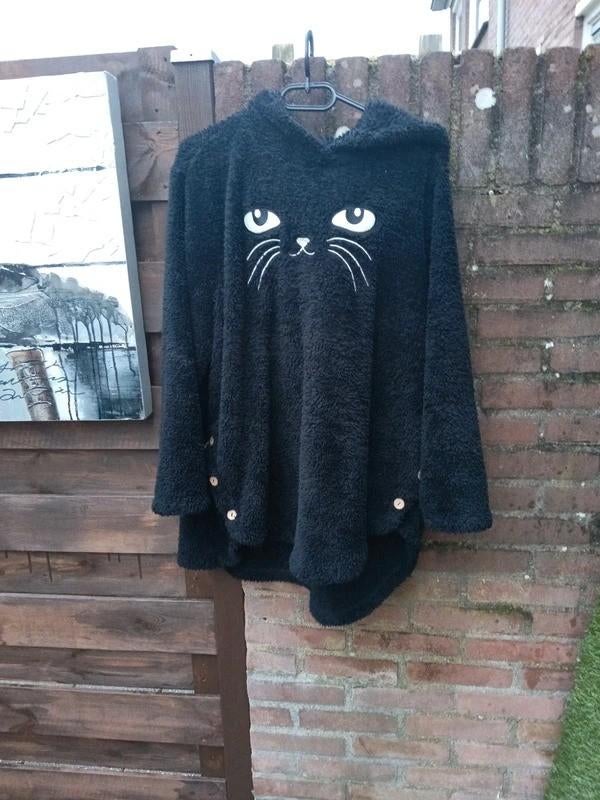 Dames pluizige hoodie maat 2XL, Ophalen of Verzenden, Gedragen, Maat 46/48 (XL) of groter, Zwart
