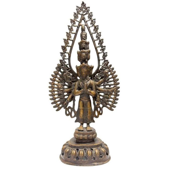 Duizendarmige Avalokiteshvara – Bronzen Staand Beeld–LOT 461, Huis en Inrichting, Woonaccessoires | Boeddhabeelden, Gebruikt, Ophalen of Verzenden
