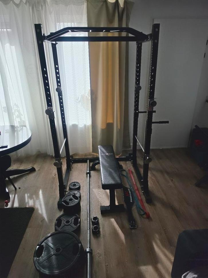 fitness set, power rack, Olympische gewichten 127.5kg,, Sport en Fitness, Fitnessmaterialen, Zo goed als nieuw, Overige typen