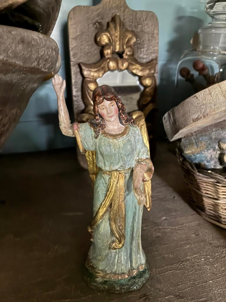 Antieke papier mache engel, Ophalen of Verzenden