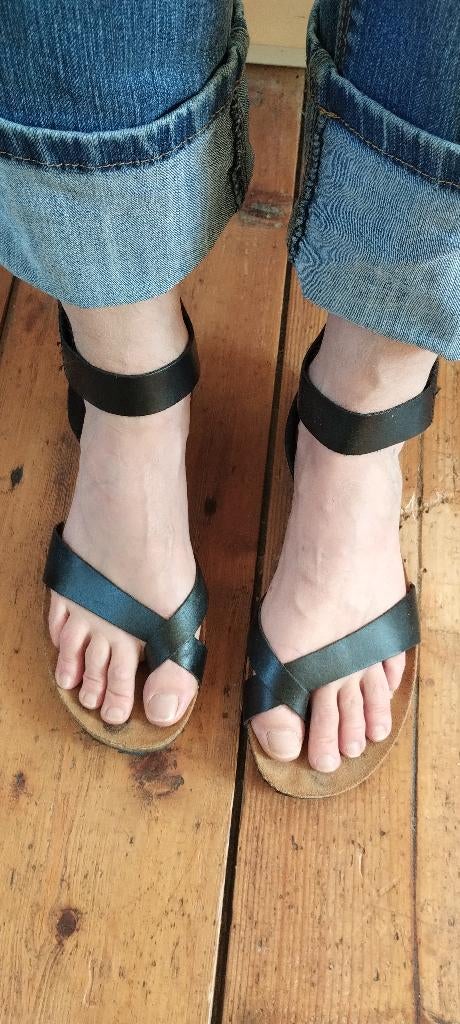 Yokono Ibiza 41 lederen sandaal zwart, Zwart, Zo goed als nieuw, Sandalen of Muiltjes, Ophalen of Verzenden