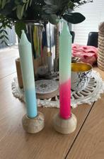 Houten Kaarsenstandaards / Kandelaars, Gebruikt, Beige, Ophalen of Verzenden, Hout